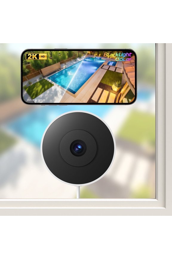 2K Window Security Camera, 2.4G&5G WIFI Indoor Home Security Camera, Full Color Night Vision, Anti-Glare, AI-Powered Motion Detection, 24/7 Recording, Easy & Quick Setup