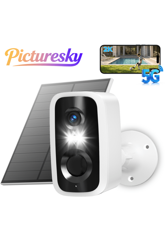 Solar Security Camera Wireless Outdoor - HD 2K Battery Powered Cameras for Home Security Outside, 2.4G&5G WiFi Surveillance Indoor, AI Motion Detection, Color Night Vision, 2-Way Talk, Waterproof