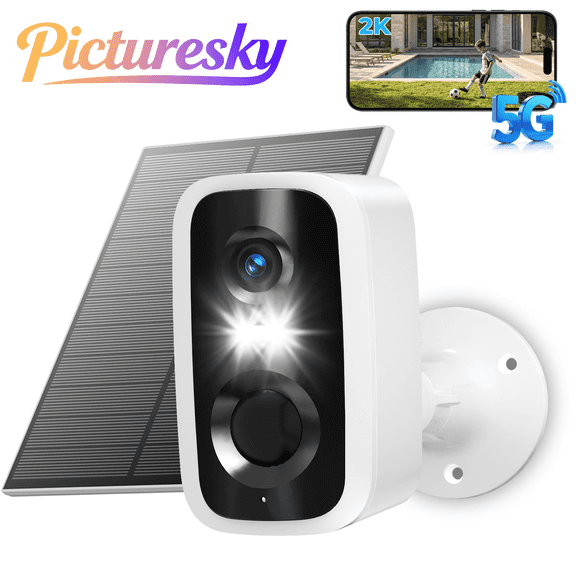 Solar Security Camera Wireless Outdoor - HD 2K Battery Powered Cameras for Home Security Outside, 2.4G&5G WiFi Surveillance Indoor, AI Motion Detection, Color Night Vision, 2-Way Talk, Waterproof