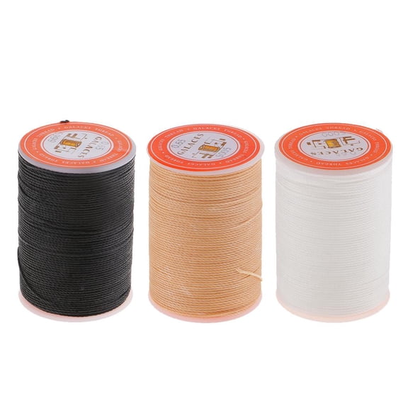 GUOOL 0.65mm Leather Sewing Hand Stitching Jewelry Craft Round Waxed Thread String Cord for Jewellery Making, Braiding, Beading Sewing (black and white Beige)