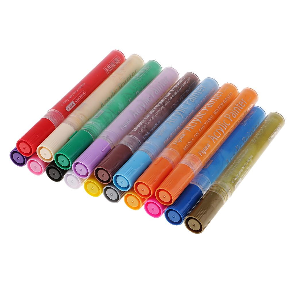 GUOOL 1/2 Acrylic Pens, Marker Pens, Acrylic Markers, Marker Pens, Marker Pens for Rock Painting, Cups, Metal, Wood, Fabric Colors 18 Colors