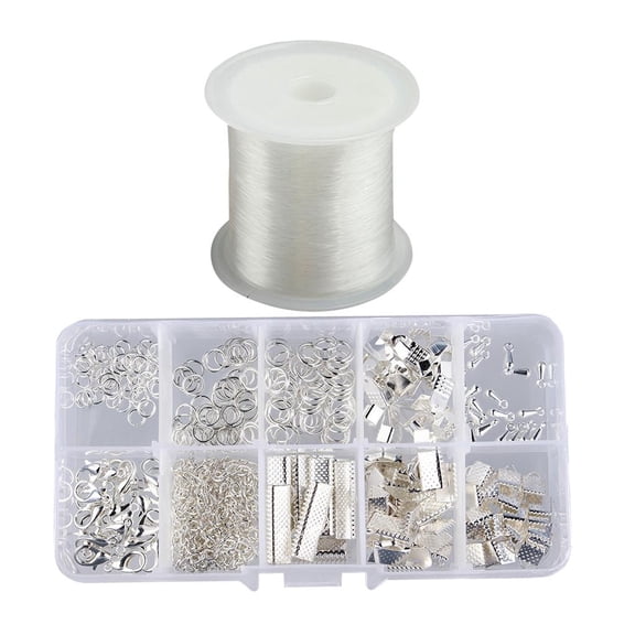 GUOOL 1 Kiste Jewelry Findings Kit Set Jump Rings Hook Clasps Crimp Beads Extension Chain+Elastic rope cord Crystal String Beading Wire