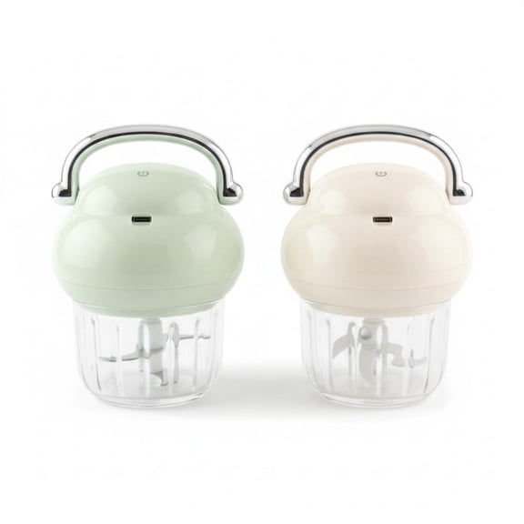 GUOOL 1 Piece Electric Garlic Chopper Glass Cup Cordless Garlic Mincer Portable Rechargeable Puree Automatic Function Suitable for Kitchen Daily Meal Preparation Cream Green