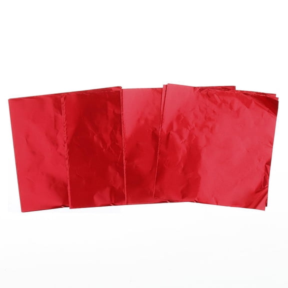GUOOL 100Pcs Beautiful Simple Chocolate Candy Wrappers Aluminium Foil Wrapping Papers For Packaging, 3.15 X 3.15 Inch Red