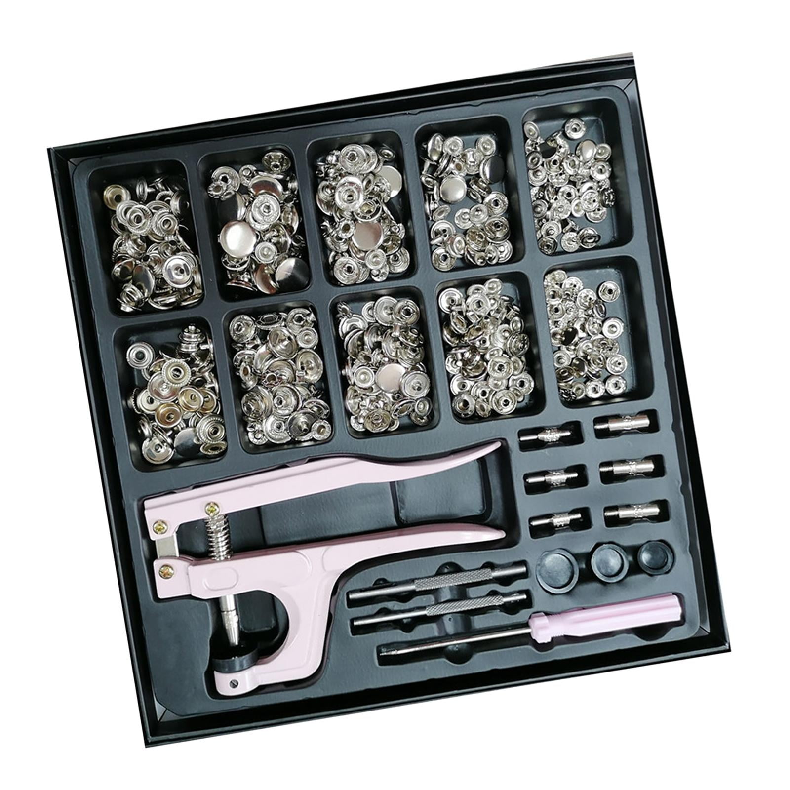 GUOOL 100x Snap Fasteners Kit with Pliers, Plastic Buttons Sewing Crafting Accessories for Kunst und Skulpturen and DIY Projects Beginner Friendly Silver