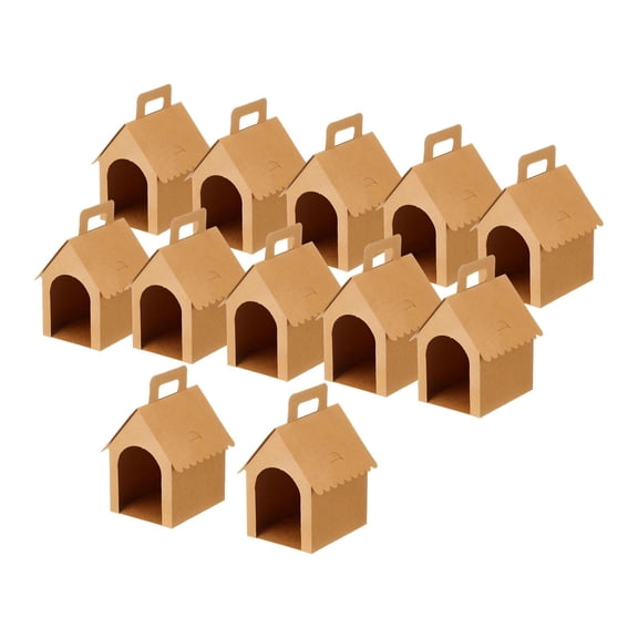 GUOOL 12 Pieces Candy Treat Boxes Gift Boxes with Handle Paper Boxes Accessories Crafting Centerpiece Cardboard Material Suitable for Parties Weddings DIY E