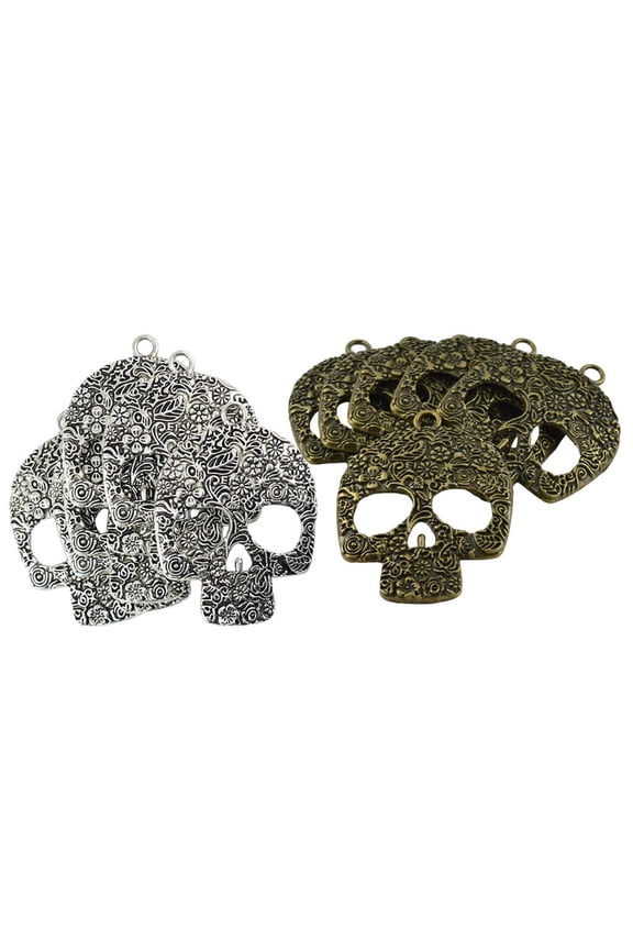 12 Pieces Gothic Skull Skeleton Charms Pendants for DIY Necklace Bracelet Making