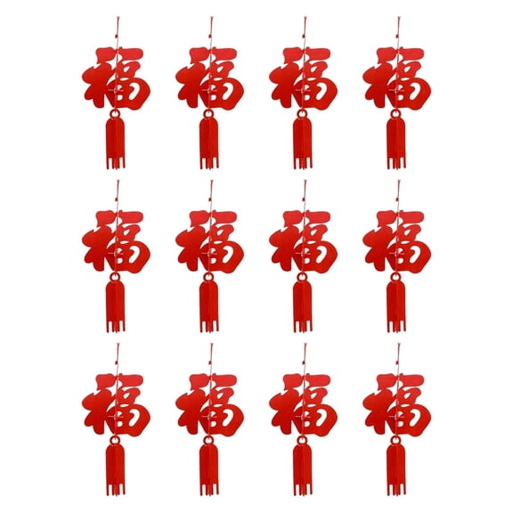 GUOOL 12Pcs Chinese New Year Hanging Decorations 2024 Door Sign Home Traditional Characters for Housewarming Living Room