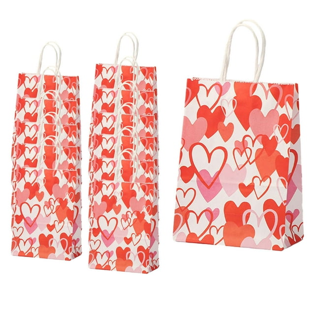 GUOOL 12Pcs Party Favor Bag Valentines Day Gift Bags Paper Bags Tote ...