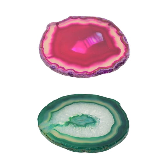 GUOOL 2 Colors Natural Irregular Agate Slice Polished Slab Crystal Quartz Crystal Jewelry Making Accessories Home Ornament Coaster 80-100mm/3-4 inch