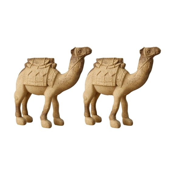 GUOOL 2-Piece Wooden Animal Figurine, Creative Figurine, Paintable Craft Statue, Unpainted for Your Own Painting, for Living Room, Student Dormitory, Office Camel
