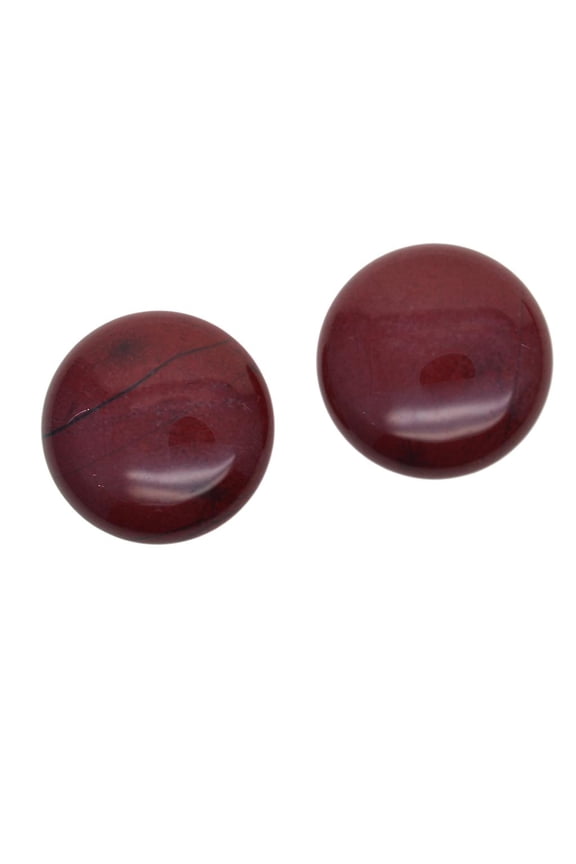 2 Pieces 1'' Round Cabochon Natural Labradoriate Gemstone For Necklaces Pendants Jewelry Findings Making Accessories DIY Crafts Red