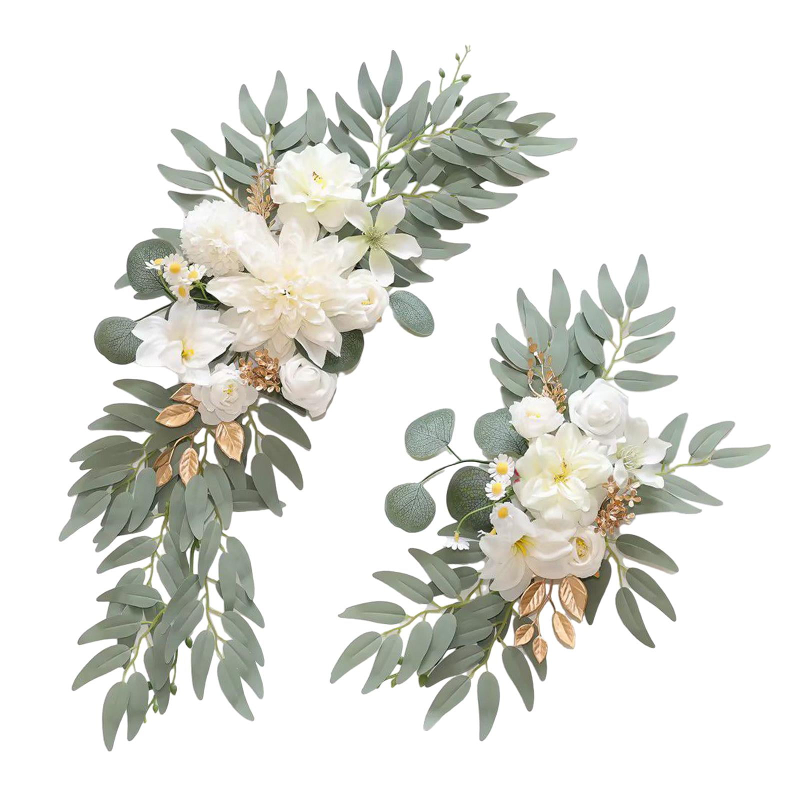 GUOOL 2 Pieces Wedding Arch Flowers Welcome Sign Decoration Corner Flowers Artificial Flowers for Ceremony Birthday Window Ornament White