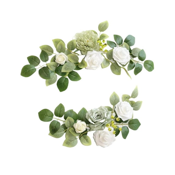 GUOOL 2 Pieces Wedding Arch Flowers Welcome Sign Decorations Rustic Greenery Leaves Artificial Flowers Corner Flowers for Reception B
