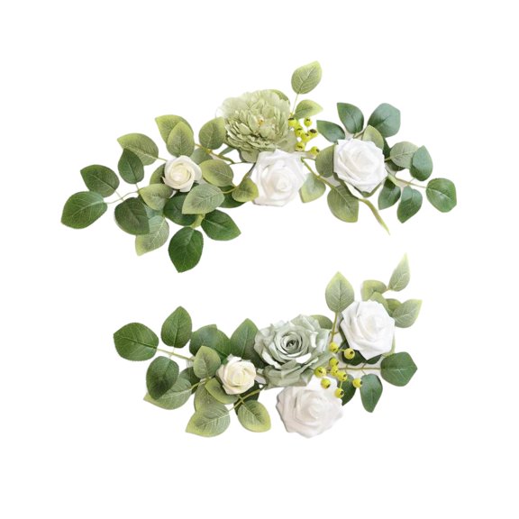 GUOOL 2 Pieces Wedding Arch Flowers Welcome Sign Decorations Rustic Greenery Leaves Artificial Flowers Corner Flowers for Reception B