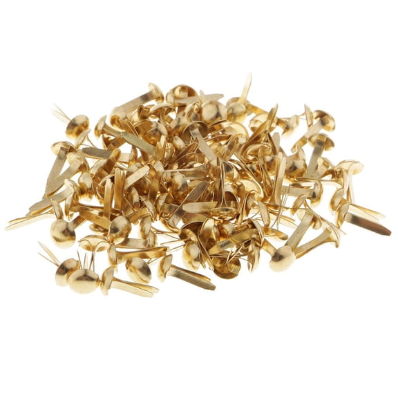 GUOOL 200 Pieces Lots Mini Small Paper Fasteners Gold Plated Scrapbooking Brads Round Metal Brads For Crafts Making DIY Scrapbooking Embellishment