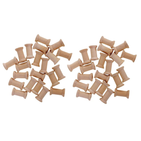 GUOOL 200Pc Wood Empty Thread Spools Natural Color Wooden Ribbon Sewing Spools 15x13mm