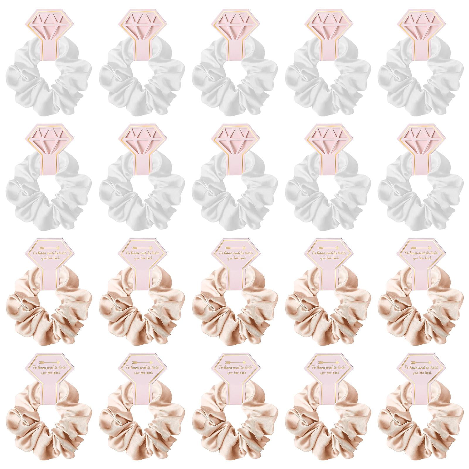 GUOOL 20Pcs Elastic Hair Ties, Headwear Hairstyles Headband Bridesmaid Scrunchies for Bridal Parties Wedding Gifts , White Champagne