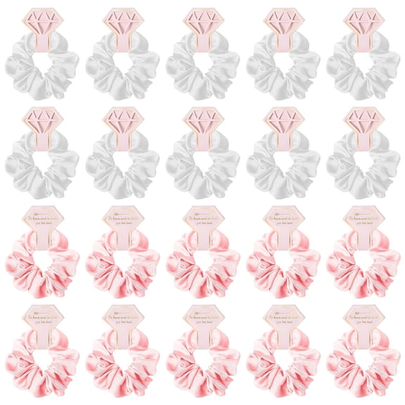 GUOOL 20Pcs Elastic Hair Ties, Headwear Hairstyles Headband Bridesmaid Scrunchies for Bridal Parties Wedding Gifts , White Pink