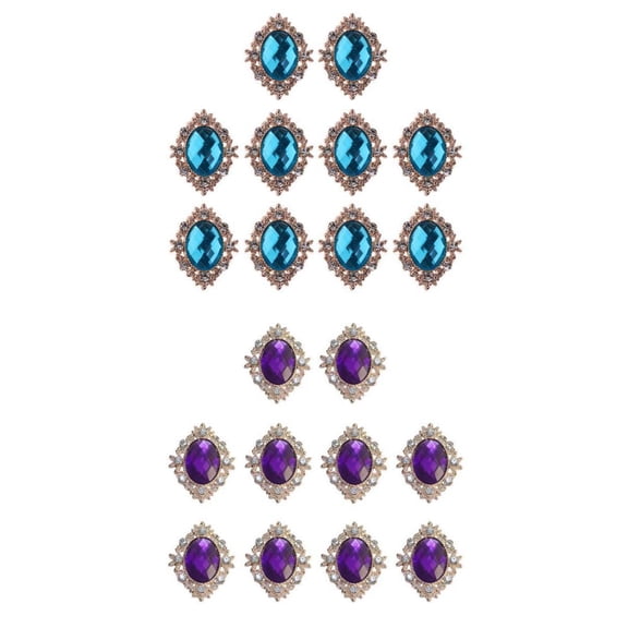 GUOOL 20pcs DIY Round Bling Flat Back Buttons Embellishments for Crafting Jewellery Making Dress Phone Case Making Bags Ornaments Scrapbook Card Making , LakeBlue DarkPurple