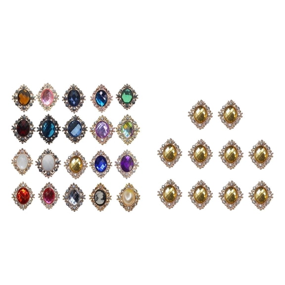 GUOOL 20pcs DIY Round Bling Pearl Flat back Buttons Embellishments for Wedding Craft Dress Clothes Phone Case Making Headband Scrapbook Card Making , Mixed Color Gold