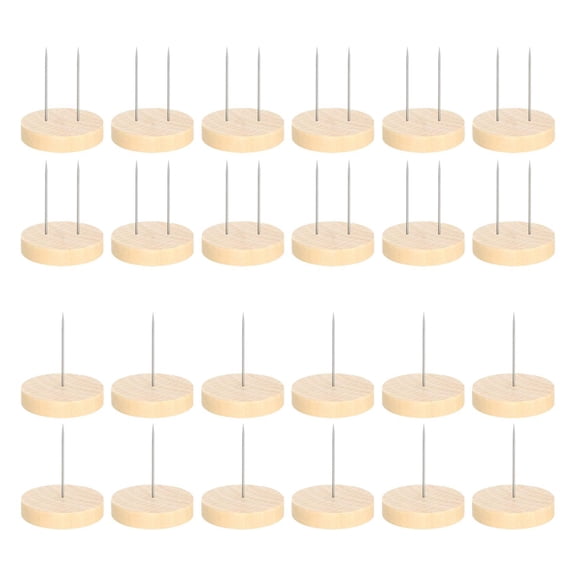 GUOOL 24 Pieces Crochet Dolls Display Stands Storage Racks DIY Metal Pins Practical Sturdy Felting Animal Dolls Stands Wooden Bases