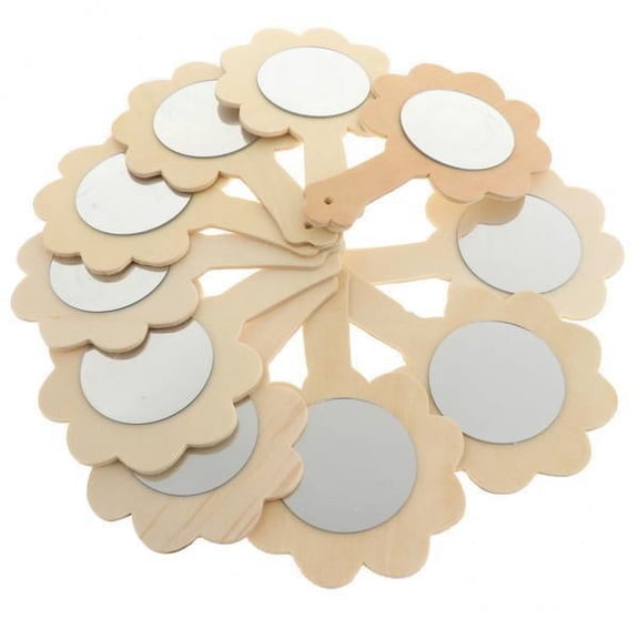 GUOOL 2X 10 Pieces Shape Unfinished Wooden Handheld Mirror for crafts