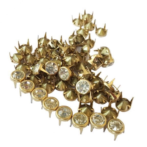 GUOOL 2x 50 Pieces/Lots High Quality Fashion 6/7/8/10mm to Choose Clawed Rhinestone Round Studs Decorative Rivets DIY Rivet Fit Jeans Garment Bags Shoes Cr