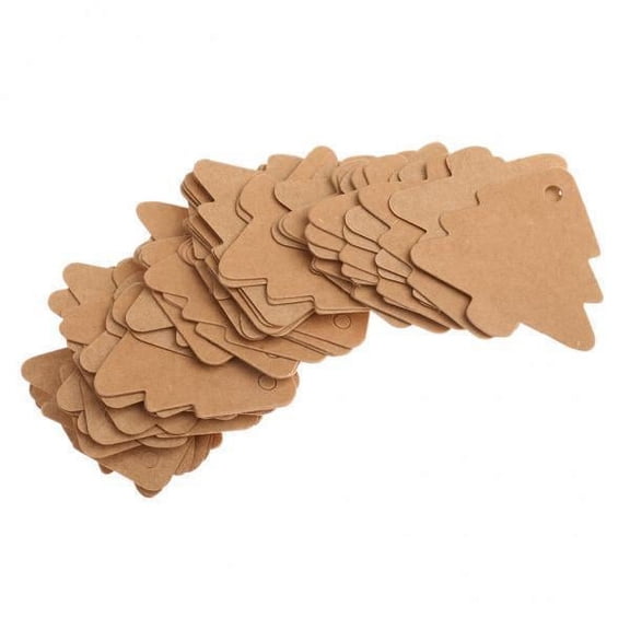GUOOL 2x 50pcs Kraft Paper Christmas Tree Shape Wedding Party Gift Tags Paper Cards