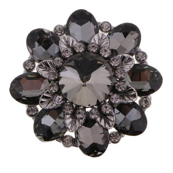 GUOOL 2x Alloy Rhinestone Diamante Flower Button with Shank DIY for Wedding Dress Clothing Bag Coat Decoration