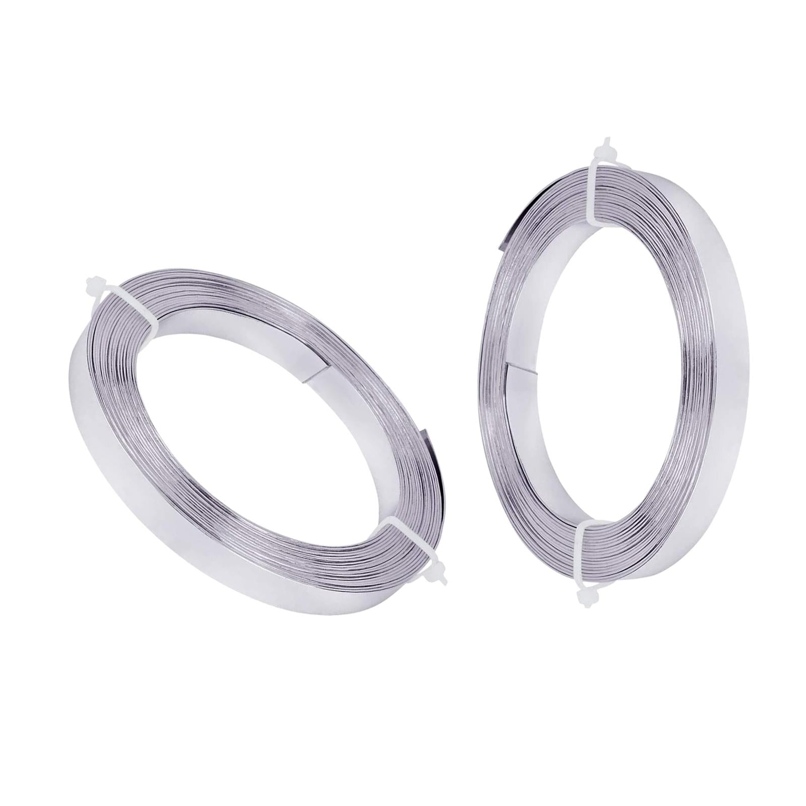 GUOOL 2x Aluminum Flat Wire, Flexible Bendable Craft 5mm 18 Wide Metal Wire Soft DIY Beading Wire for Jewelry Making Supplies Crafting