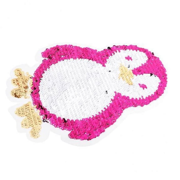 GUOOL 2x Animal Penguin Reversible Sequins Sew on Patches Applique for DIY Hand Sewing Crafting
