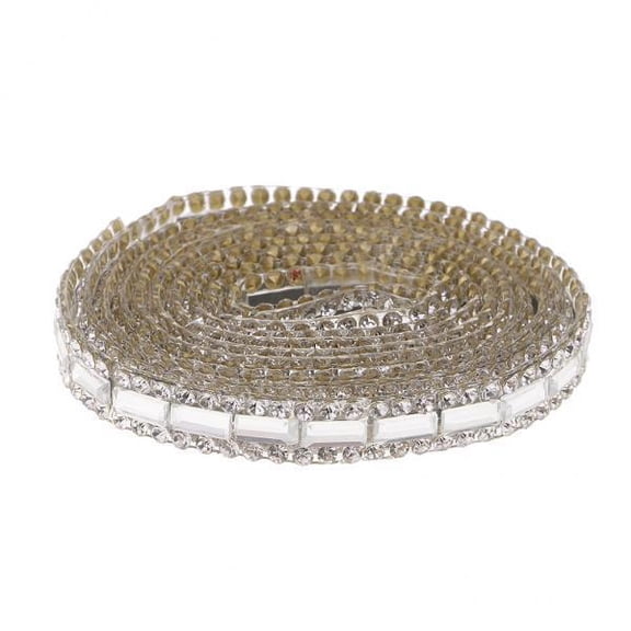 GUOOL 2x Crystal Rhinestone Ribbon,Diamond Rhinestone Bling Ribbon Roll Decorative Banding Belt Ribbon Wrap for Wedding, Cake Decoration, Party, 1Yard