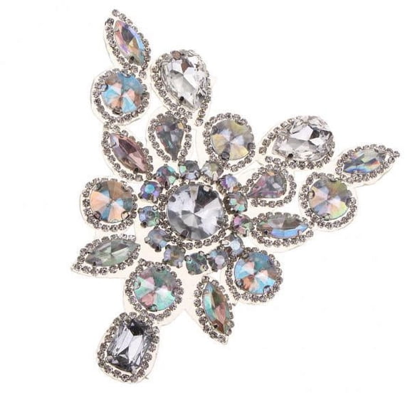 GUOOL 2x Silver AB Sew Beads Rhinestone Applique for Wedding Bridal Dress Sash Decoration