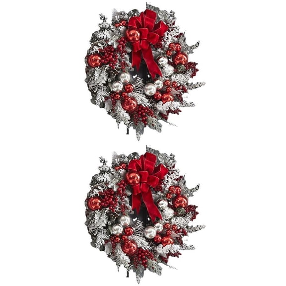 GUOOL 2x Traditional Christmas Wreath Snowflake for Front Door Decoration