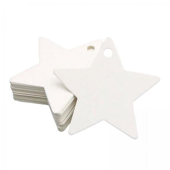 GUOOL 2x100Pcs Star Shaped Gift Tags Gift Hanging Label Tags Toy Crafts Crafting Hanging Blank Tags for Birthday Drawing Party Favors , White, 3 Pcs