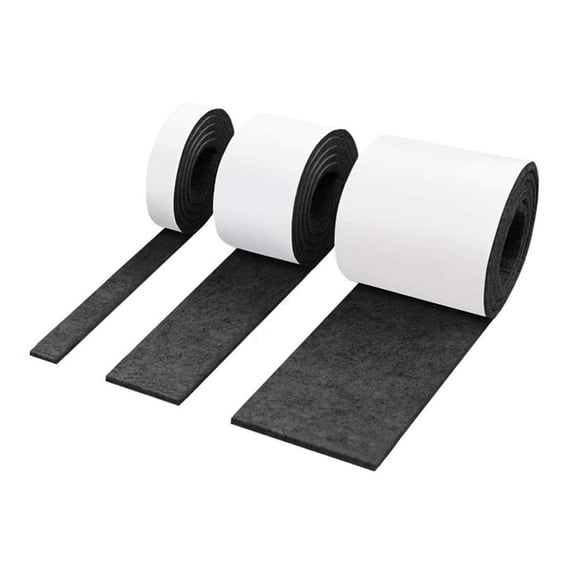 GUOOL 3 Packs Heavy Duty Felt Strip Roll with Backing Self Felt Tape Polyester Felt Strip Rolls for Protecting Furniture Hard Surfaces - Black,