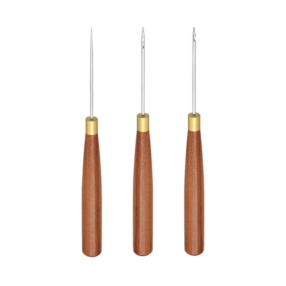 GUOOL 3 Pieces Shoe Repair Awl Leather Craft Tool Sewing Awl Scratch Awl Tool Durable Wood and Steel for Punching and Marking Suitable for Bag Making Handicraft Leather Sewing Shoe Repair 2.0