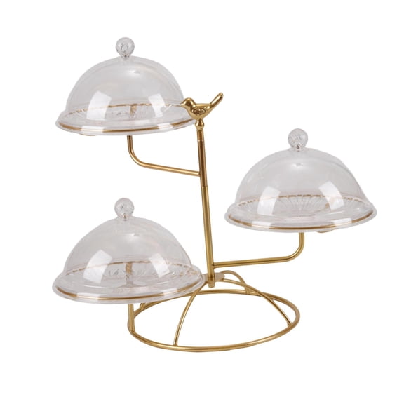 GUOOL 3 Tier Serving Tray Cookie Trays, Display Stand ,Serving Stand, Round Cupcake Stand Cake Stand, for Cooking, Buffet, Dessert Fruit Display Banquet with lid