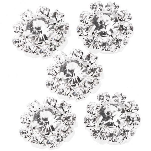 GUOOL 3-dix Pieces Rhinestone Flower Sewing Buttons crafts 16mm Silver