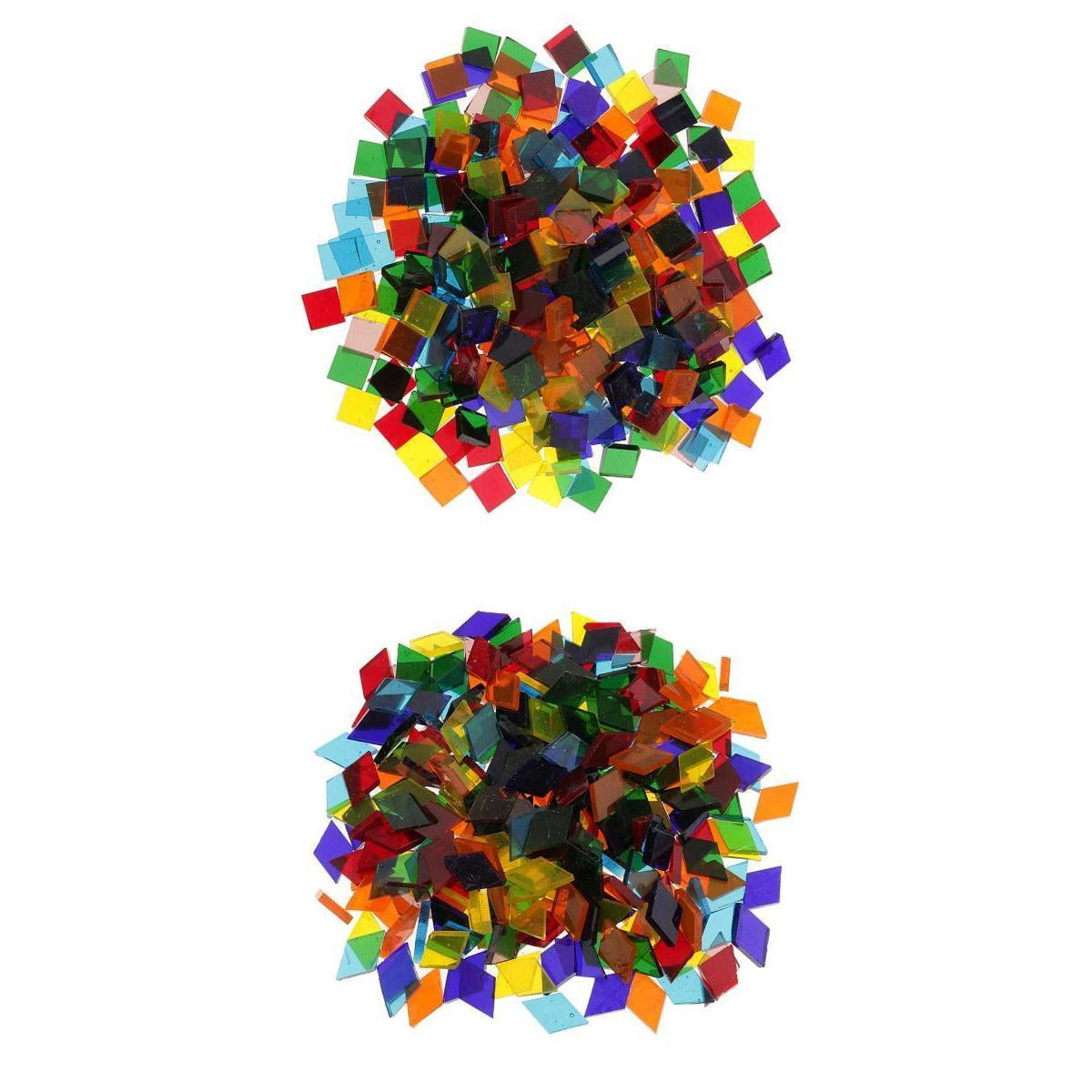 GUOOL 320g Assorted Colors Bulk Glass Mosaic Tiles Pieces For DIY Hobbies Art Craft Material Accessories - 10 X 10mm Square Mosaics And 11mm Rhombus Mosaics