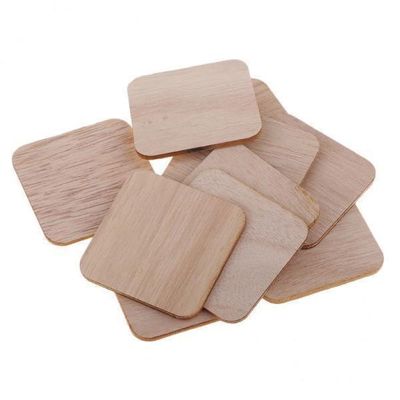 GUOOL 3x Unfinished Wood Pieces 100Pcs 2 Inch Square Blank Wood Natural Slices Wooden Squares Cutouts for crafts Painting Staining Burning Coasters