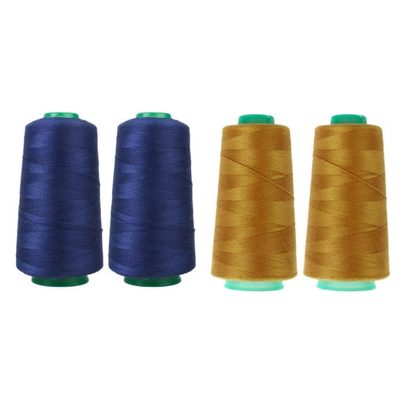 GUOOL 4 Cones of 3 Yards Each Spool Thread for Sewing All Purpose Sewing Thread Polyester Thread for Serger Overlock Quilting 2S/2 Gold&Navy