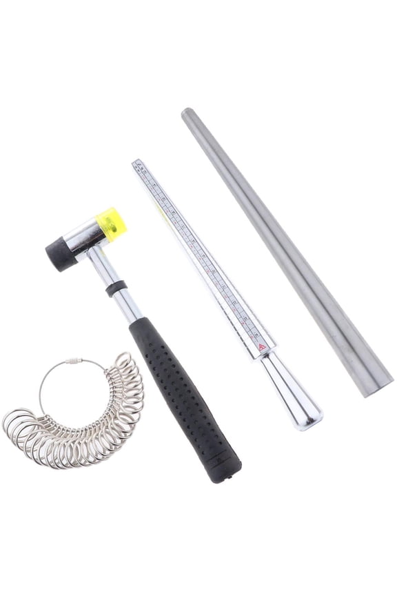 4 Ring Sizer Tool Metal Ring Sizing Ring Sizer Set Rubber Jeweler Mallet Hammer Measuring Stick Rings Tools Jewelry Making Kit