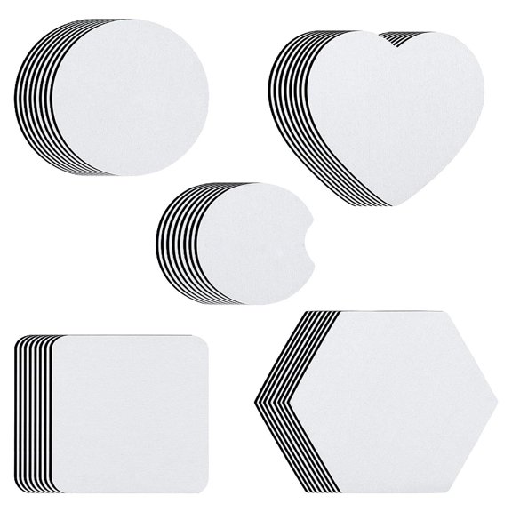 GUOOL 40Pcs Sublimation Blank Coasters Blank Heat Transfer Craft Heat Press Bendable Soft Anti Skid Plate for Painting Projects Bathroom DIY Car