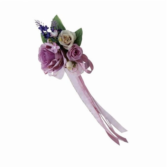 GUOOL 4x Novelty Wedding Car Decorations Prop Simulation Silk Flower with Ribbon Car Mirror Handle DIY Decor