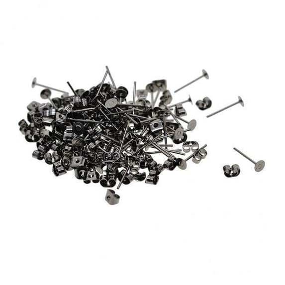 GUOOL 4x200Pc 4mm Iron Earring Posts and Backs for DIY Earring Findings Black 4 Pcs
