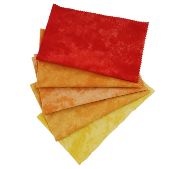GUOOL 5 Pcs Printed Fabric Quilting 18 inch Cotton Cloth Poplin Fat Quarter for Shirts Sewing Patchwork - Red Yellow