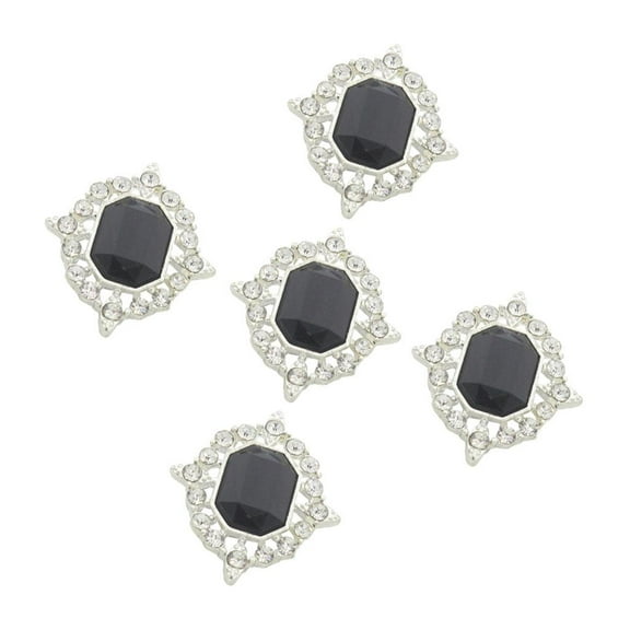 GUOOL 5 Pieces Retro Acrylic Rhinestone Buttons Decorative Crafts for Clothes,Phone Case Making Accessory - Black, as described