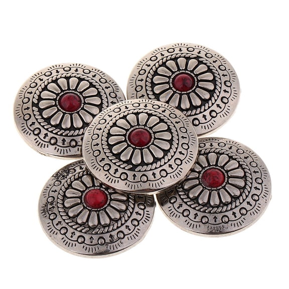 GUOOL 5 Pieces Round Floral Rivets Buttons With Screw Back For Bags Wallets Accessories, 30mm - B, 2mm B